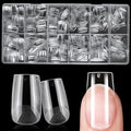 AddFavor Short Square Gel Nail Tips, 600pcs Acrylic Nail Tips Full Cover Clear Press on Nails False Tips for Nail Extension, 12 Sizes Short Fake Nails