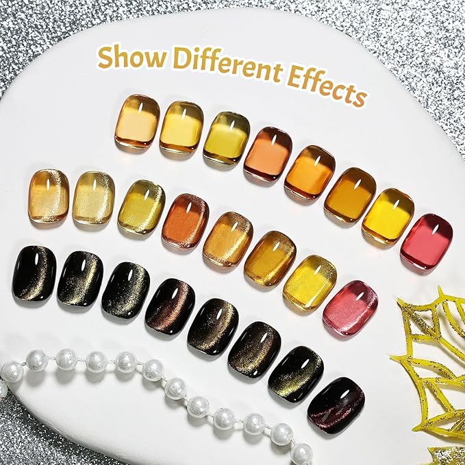 JODSONE 9 PCS Jelly Colors Gel Nail Polish Set with Base Coat Top Coat Autumn winter Jelly Gel Polish Set for Home DIY Nail Art