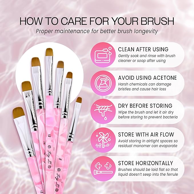 Ivy L Premium 2 Way French Gel Acrylic Nail Art Kolinsky Brush with Dotting Tool for Professional Manicure Cuticle Clean up Nail Art Design (Size # 18, Pink Marble)