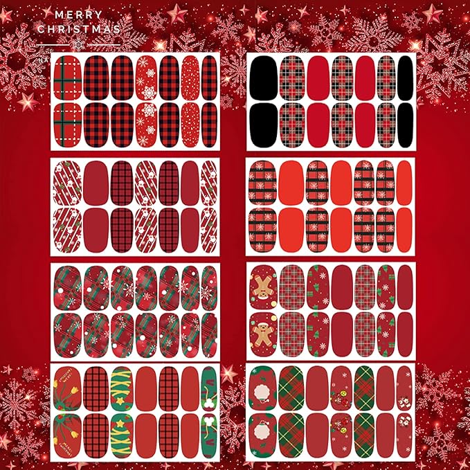 TailaiMei 14 Sheets Christmas Nail Wraps Stickers Nail Polish Strips Self-Adhesive Full Wraps with 2 pcs Nail Files for DIY Nail Art Decals (Celebrate Style)