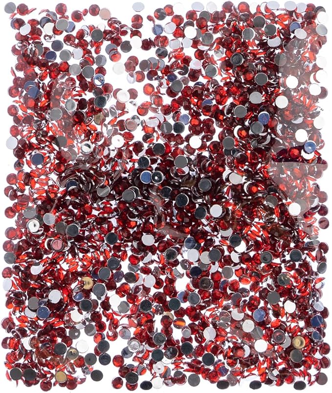 John Bead 2000 Pieces 4mm (SS16), Red, Acrylic Round Flat Back Rhinestones for Jewelry Making, DIY Crafts, Nail Art, Face Makeup, Clothes