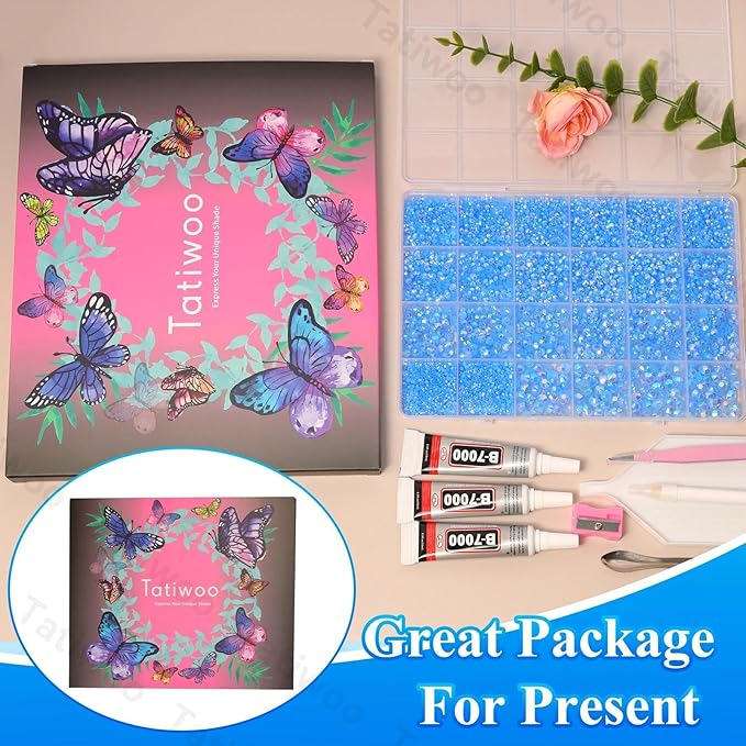 20000Pcs Blue Flatback Jelly Resin Rhinestones for Bedazzling, Mix Sizes Crystal Rhinestones Gems, Blue Gems Bedazzling for Crafting, Flatback Rhinestone for DIY Face Makeup Crafts