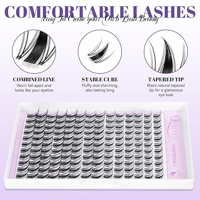 Lash Clusters Kit Multiple Styles Mixed Length Eyelash Set Includes 2 Lash Bond and Seal & 2 Lash Remover 1 Tweezers For DIY Lash Extensions Kit At Home
