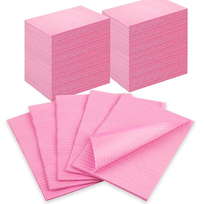 Gusnilo Nail Art Table Mat - Disposable Nail Paper Towels (250PCS) - Pink Waterproof 3-Ply Nail Art Paper 13" X 18" Pads for Nail Table Decoration Kit, Nail Art Accessories