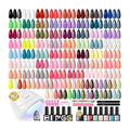 PHOENIXY 71 Pcs Gel Nail Polish Kit with U V Light, 55 Colors Gel Polish Set Red Black White with 5 Pcs Base and Glitter Matte Glossy Gold Top Coat Manicure Starter Nail Polish Set Gifts for Women