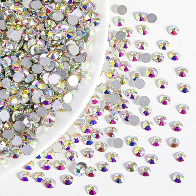 Beadsland Flatback Rhinestones Bulk,2880pcs AB Rhinestones for Nails Crafts Clothes DIY Decoration, Crystal AB, SS34, 7.1-7.3mm