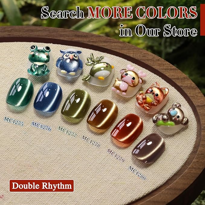 Double Rhythm 0.5 Oz Cat Eye Gel Polish with Magnet Same Color Same Bottle Holographic Glitter Shimmer Translucent Color Salon 15 ML Magnetic Nail Art (Red Brown-MC1279)
