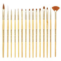 Beaute Galleria 15 Pieces Nail Art Brush Set for Detailing, Striping, Blending, One-Stroke Nail Art with Gel Brushes, Painting Brushes, 3D Brush, Dotting Tool, Fan Brush and Liner