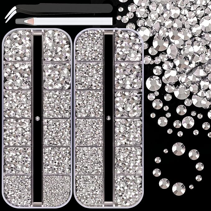 Resin Rhinestones for Crafting, 2 Boxes Silver Flatback Crystals for Bedazzling Crafts DIY Nail Art Deco, Non Hotfix Bulk Gems for Tumbler Shoes Clothing Fabric Face Makeup