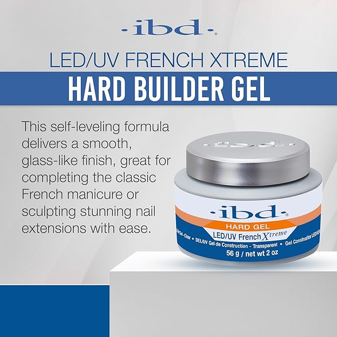 ibd Hard Gel for Nails – LED/UV French Xtreme Clear Builder Gel, Ideal for Nail Extensions, 2 oz