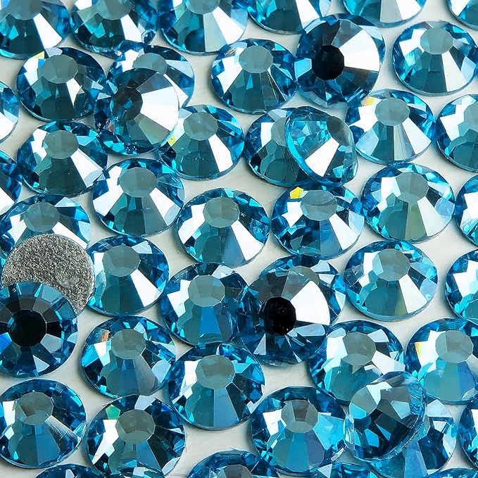 Genie Crystal SS20 Ice Aquamarine Flatback Rhinestones – 1440pcs | White-Film Coated Crystals, Non-Hotfix for Nail Art, DIY Crafts, Tumblers, Clothing