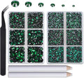 8000pcs Hotfix Rhinestones Flatback,Rhinestones for Crafts Clothes Mixed 6 Sizes, Hotfix Crystals with Wax Pencil Kit, SS4-SS30,Emerald