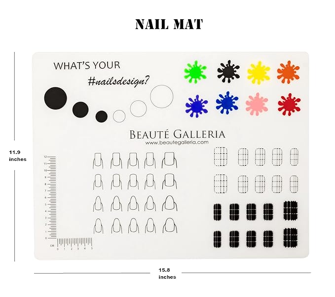 Beaute Galleria Rollable Silicone Nail Art Stamping Mat for Reverse Stamping, Nail Decals Practice Washable Mess-Free Manicure Mat