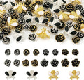 Craftdady 60Pcs Alloy Enamel Bee Rose Nail Art Cabochons Antique Flower Nail Charms Flatbak Metal Nail Beads for Nail Art Scrapbooking DIY Hair Clip Crafts Jewelry Making Supplies