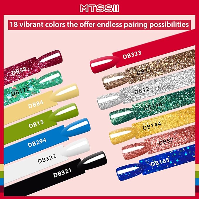 MTSSII Christmas Gel Nail Polish Set 18pcs Reflective Glitter Gel Polish Kit with Gel Top Coat Top Coat Gel Nail Polish Blue Red Green Polish Nail Art Design DIY Gift for Girls Women
