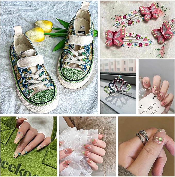 Beadsland 576pcs Flat Back Crystal Rhinestones Round Gems for Nail Art and Craft Glue Fix, Light Green, SS30,6.3-6.5mm