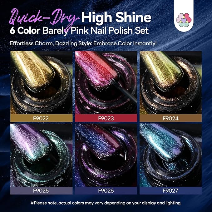 SAVILAND Chameleon Nail Polish Set: 12-Free Holographic Nail Polish Quick Dry 6 Colors Ultra Chrome Color Shifting Fingernail Polish Set Metallic Galaxy Nail Art DIY Christmas Gift For Women