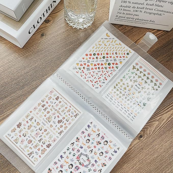 160 Slots Nail Sticker Book Nail Art Decals Sticker Organizer Binder Empty Stickers Holder DIY Design Tools (Medium)