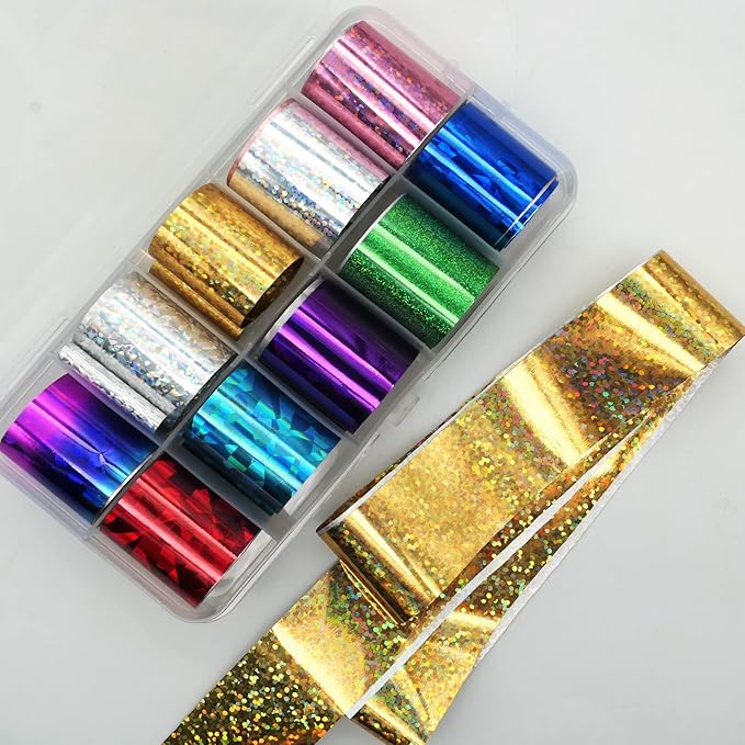 LoveOurHome 30 Sheet Nail Art Foil Transfer Stickers Decals Designer Flower Starry Sky Holographic Nail Foils Fingernail Tattoos Manicure Decor for Acrylic Nails DIY (Flower)
