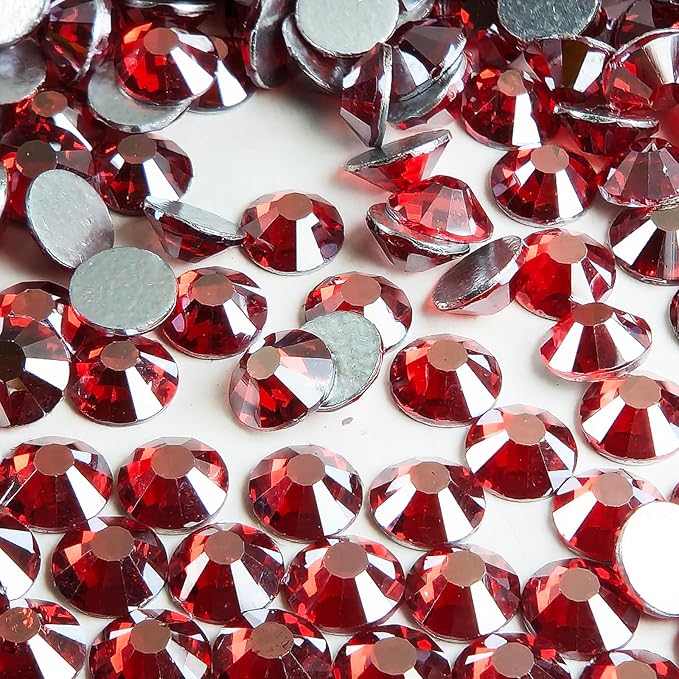 Genie Crystal SS20 Ice Light Siam Flatback Rhinestones 1440pcs, White-Film Coated red Glass Rhinestone, Non-Hotfix for Nails, Tumbler, Crafts, DIY, Clothes, Shoes, Phone Case