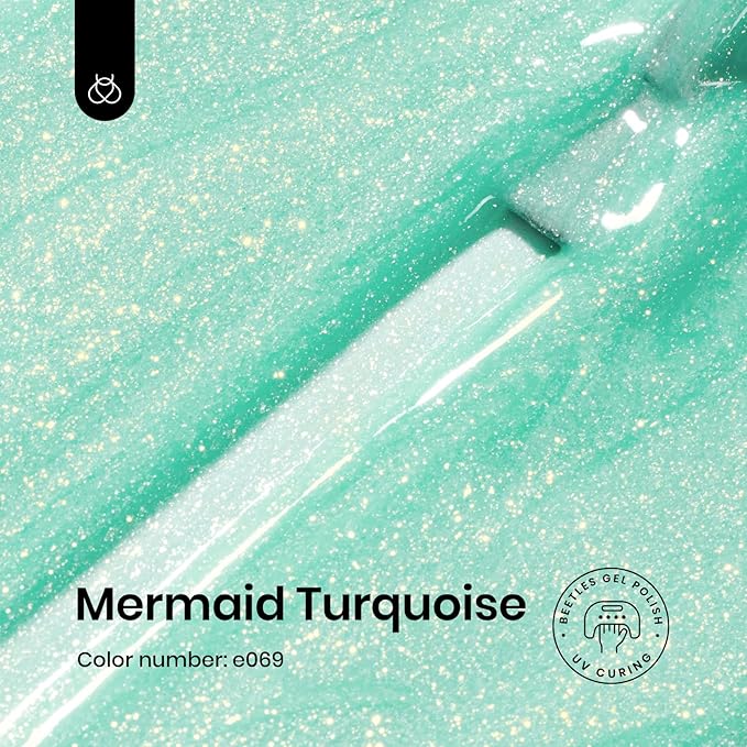Beetles Mint Green Gel Polish - 15ml Spring Glitter Green Gel Nail Polish Mermaid Turquoise Shimmer UV Nail Gel Polish Soak Off UV LED Nail Art Design DIY Home St Patricks Gift for Women