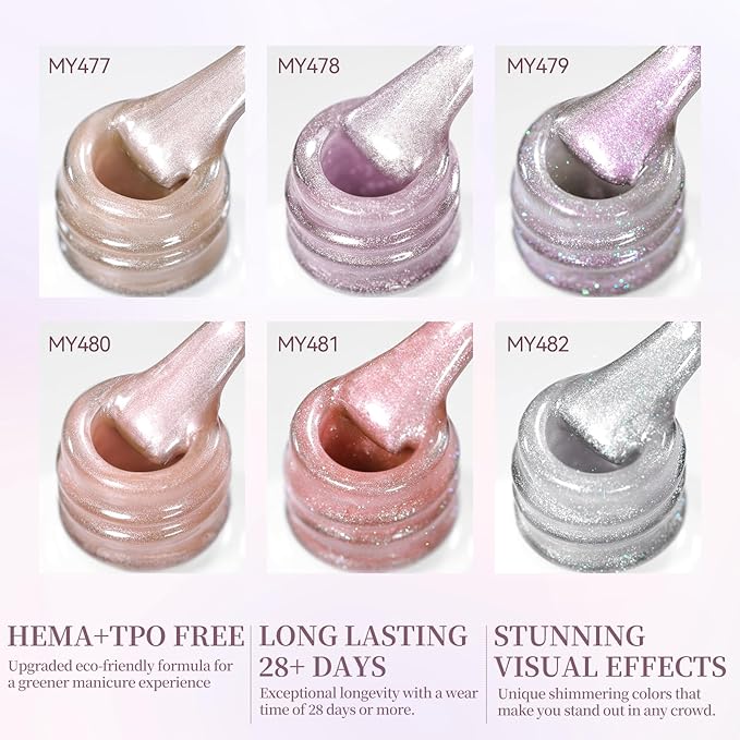 Born Pretty Cat Magnetic Eye Gel Nail Polish 6 Color Peach Pink Nude Light Purple Silver Magnetic Shimmer Glitter Gel Polish Soak Off U V Nail Gels 7ML