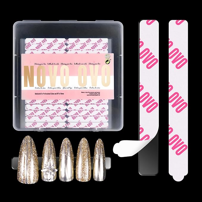 NOVO OVO 360 pcs EASY TEAR Adhesive Tabs for Press on Nails Display, Clear Removable Double Sided Gel Glue Mounting Sticky Tape for Nail Art/Packaging/Storage/Practice/Supplies 30 pc x 12 sheets