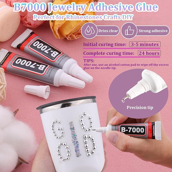 13500Pcs Flatback Pearls for Bedazzling (Silver) with 3Pcs B7000 Jewelry Glue, Assorted Size 2/3/4/5/6/8/10mm Half Pearl, Bedazzling Gems for Crafting Clothing Tumbler Shoes Embellishment Nail Art