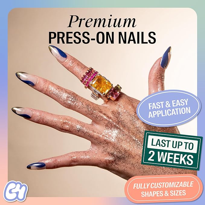 Chillhouse - Chill Tips, Press on Nails Kit - Catch the Crown (Almond) - 30 Nail Shapes & Sizes - Up to 2 Weeks of Wear - Customizable Fit - Reusable - Latina Founded & Women Owned - Beauty, Self Care