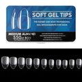 Soft Gel Curved Nail Tips, Full Cover Clear Gelly False Nail, Half Matte Acrylic Fake Nail, Press on Nail Tips Set for Extension, Home DIY Salon Manicure Nail art (Almond 2, 550PCS)