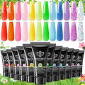modelones Poly Gel Kit 12 Colors Rainbow Summer Bright Neon Poly Nail Extension Set Candy Red Yellow Builder Nail Gel Art Design Salon Professional Technician Tool Beauty Gifts for Women