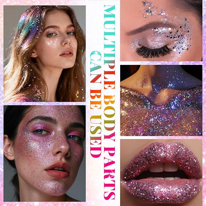 Blue Face and Body Glitter Stick for Sparkling Makeup, Hair Glitter Accessories for Women, Highlighting Stick for Fairy Dust Makeup, Cheerful Face Glitter for Festive Parties and Carnivals