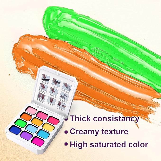 Gradient Painting Gel Set, 24 Bright Pink Neon&Almond Nude Colors Ombre Gel Nail Polish for Pigment Pat Nail Gel Kit, Silky Texture, French Manicure DIY Nail Art, No-wipe Soak of UV