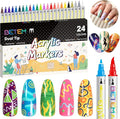 Betem Nail Art Pens Set, 24 Colors Dual-Tip Nail Art Markers, 3D Quick-Drying Nail Polish Pens, Acrylic Paint Markers for DIY Nail Design, Nail Liner Brush & Dotting Tool for Home & Salon DIY