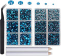 8000pcs Hotfix Rhinestones Flatback,Rhinestones for Crafts Clothes Mixed 6 Sizes, Hotfix Crystals with Wax Pencil Kit, SS4-SS30,Blue Zircon