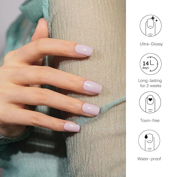 DANNI & TONI Semi Cured Gel Nail Strips Lavender Pink Gel Nail Wraps Pastel Violet 28 Stickers |Pink Mist