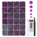 Grape Purple Crystal Resin Rhinestones w B7000 Glue for Bedazzling Crafting 2mm 3mm 4mm 5mm 6mm Flatback Stones Diamonds Gems Bedazzler Kit for Nails Face Eyes Makeup Tumblers Bottles Crafts