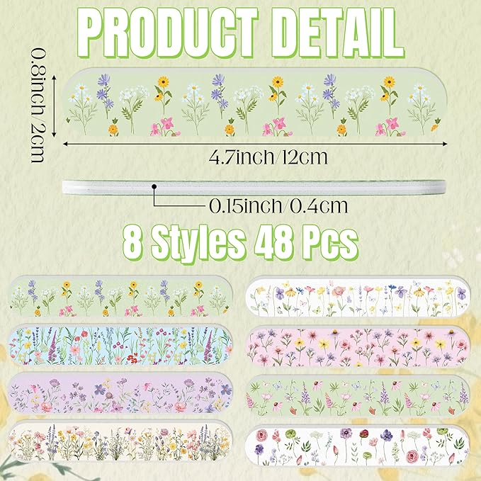 H1vojoxo Spring Colorful Wildflower Nail Files - 48pcs Spring Wildflower Double Sided Emery Boards for Girl’s Birthday Gifts Tea Party Emery Boards for Women Employee Coworkers Spring Party Nail Files