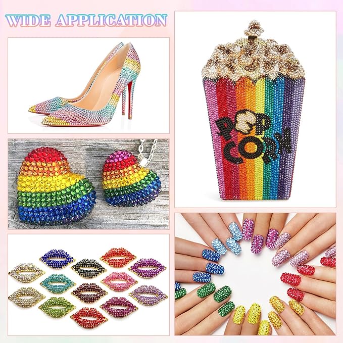 24000Pcs Resin Rhinestones with 3Pcs B7000 Jewelry Glue for Crafting, Multicolors 3mm Non Hotfix Flatback Gems, Bedazzling Crystal for DIY Crafts Clothing Tumblers Mugs Shoes Fabric Decor Nail Art