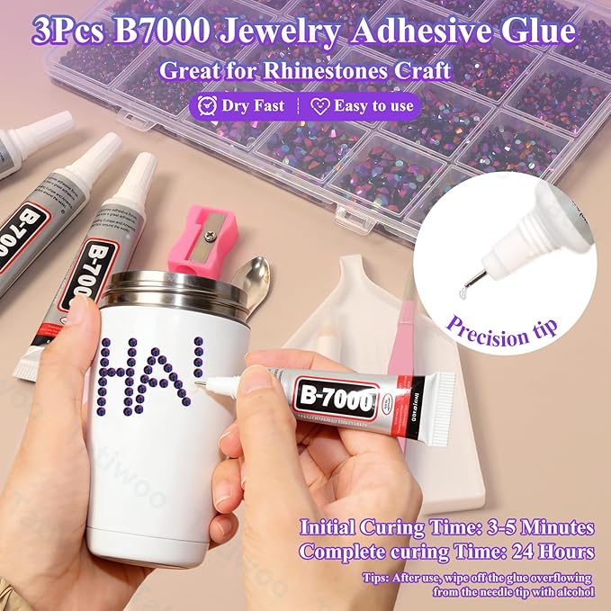 20000Pcs Iris Purple Flatback Jelly Resin Rhinestones for Bedazzling, Mix Sizes Crystal Rhinestones Gems, Iris Purple Flatback Rhinestone Gems Bedazzling for Crafts DIY Face Makeup Tumblers
