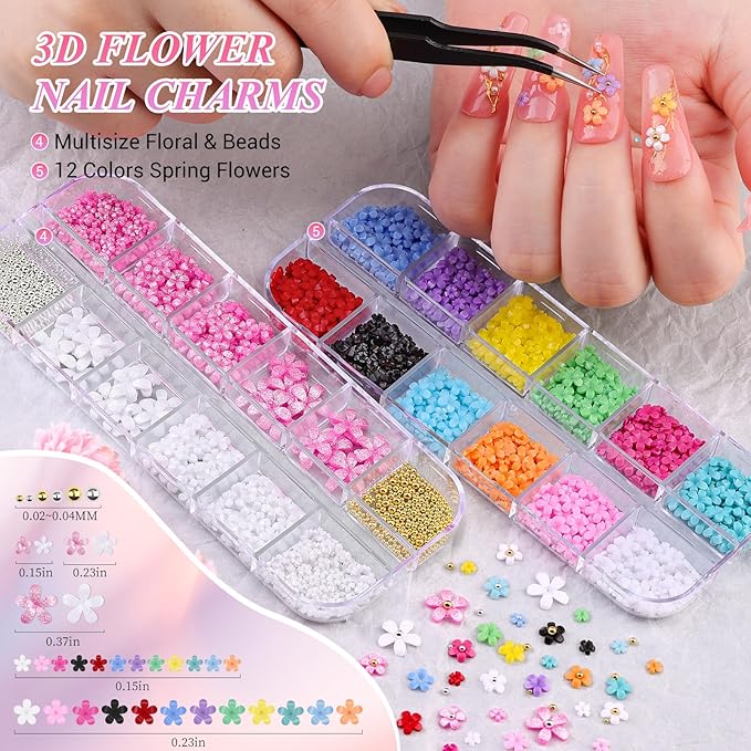 12 Boxes Nail Gems and Charms, Gold Charms for Nails Rhinestones Kit with 30 Sheets Nail Art Stickers Crystals Flatback Pearls Nail Decals Fruit Nail Charms Pearls for Nails Design DIY Accessories