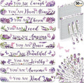 Therwen 50 Pack Christian Gift for Women Purple Butterfly Flower Inspirational Double Sided Nail File Bulk Bible Emery Board Nail Files Religious Appreciation Gift for Teacher Staff Coworker Women