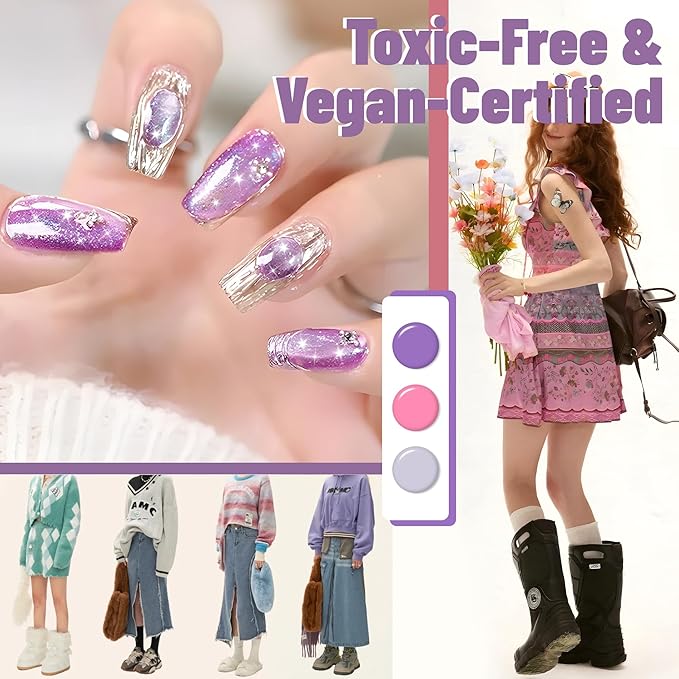 ABAC 24-Color Magnetic Cat Eye Gel Polish Set,Winter Collection Solid No-Spill Cream Gel with Pro Brush,HEMA-Free Cruelty-Free Nail Art Kit