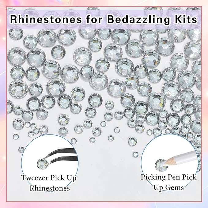 RODAKY Resin Rhinestones for Crafting Bedazzling,2-6MM Rhinestones for Nails Art,Silver Clear Nail Rhinestone and Gems,Nail Diamond Flatback Gems Crystals Charms for Nail Design DIY Makeup Decor