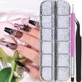 6800Pcs White AB Resin Rhinestones, 1.5mm 2mm 3mm Pointed Bottom Crystals Stones Diamonds Nail Gems Bedazzler Kit with Pickup Tools for Nails Face Eyes Makeup Tumblers Crafts (25-K1-pointed-white)