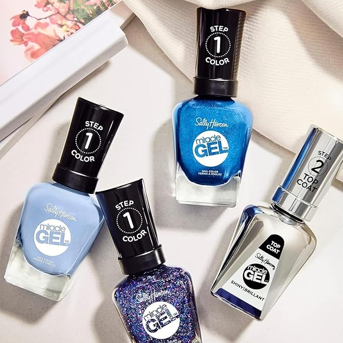 Sally Hansen Miracle Gel Salon Quality Nail Polish | Gel-Like Formula, Two-Step System, No UV Light Needed, Long Lasting | Opaque, Glossy | 573 Hyp-Nautical | Deep Indigo Nail Polish