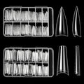 ELLEWIN 480PCS No C Curve Clear Nail Tips, Half Cover Coffin and Almond Nails for Acrylic Nails Kit, 10 Sizes Soft Gel Fake Nails Extension for Salons and Home DIY Gifts