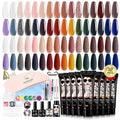 Morovan Poly Nail Gel Kit: 32 Colors Classics Tones Complete Extension Gel Nail Kit with UV Lamp Slip Solution Builder Manicure Tools for Starter DIY Salon Use 2025 Fall