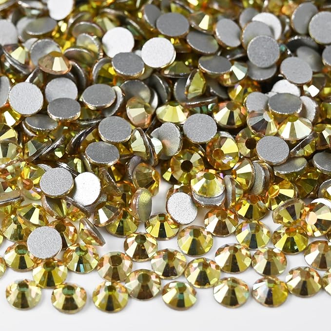 Flatback Glass Rhinestones,Bedazzler Gems 1440pcs Non Hot fix Rhinestones for Nail Charms Crafts Clothes Tumblers,Sunshine,SS10