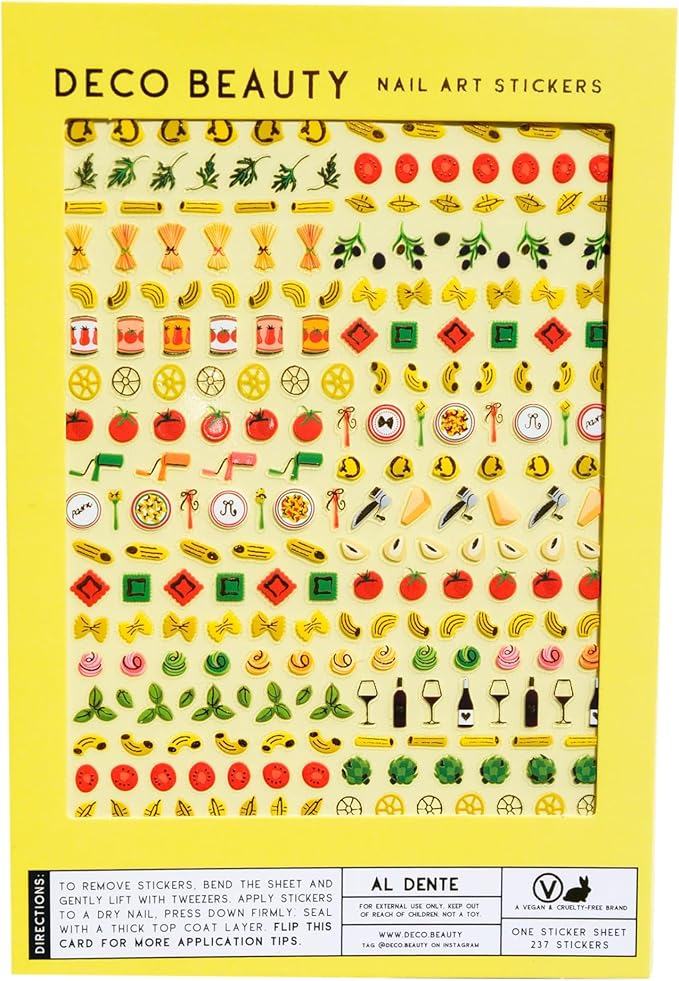 Deco Beauty Al Dente -Super Thin & Easy-to-Apply Nail Art with The Cutest Designs-Durable & Long-Lasting Nail Art Stickers and Decals for Women, for DIY at-Home Manicures & Salon-Quality Nails